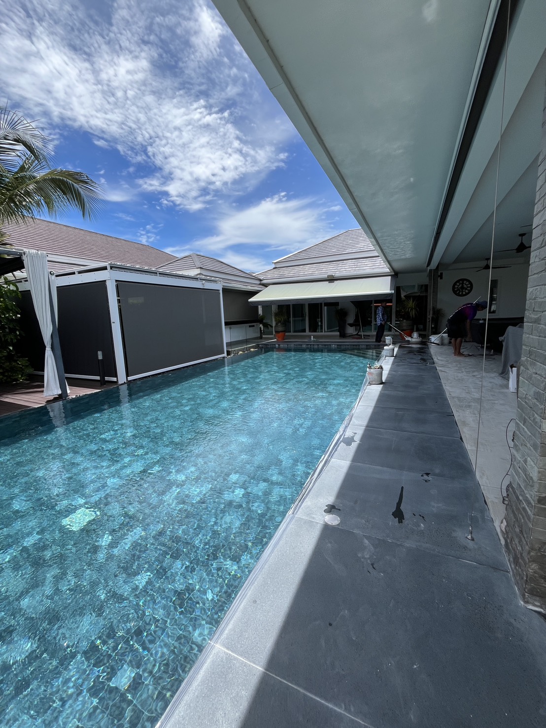 Pool edge stone repolishing at The Clouds Cha Am Thailand